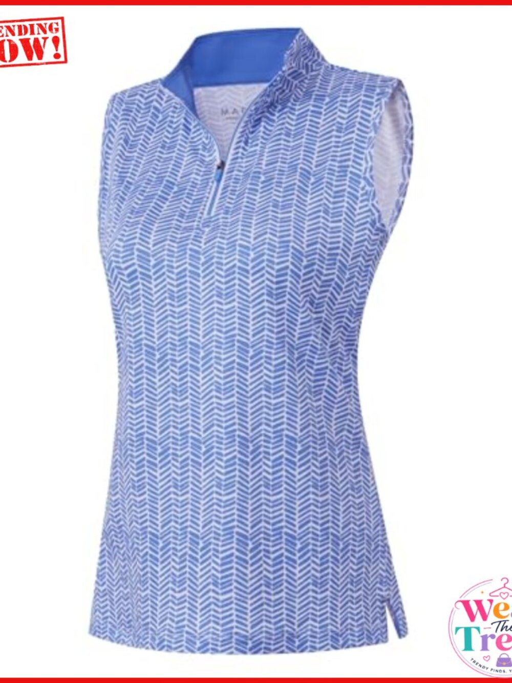Women's Sleeveless Golf Polo with Quarter Zip, UPF 50+, Moisture Wicking